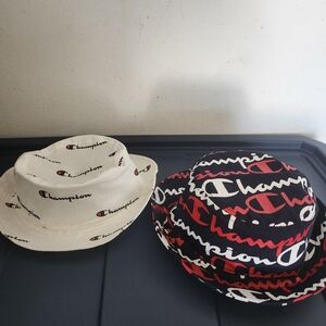 Champion Logo Bucket Hat Duo - Cream and Navy